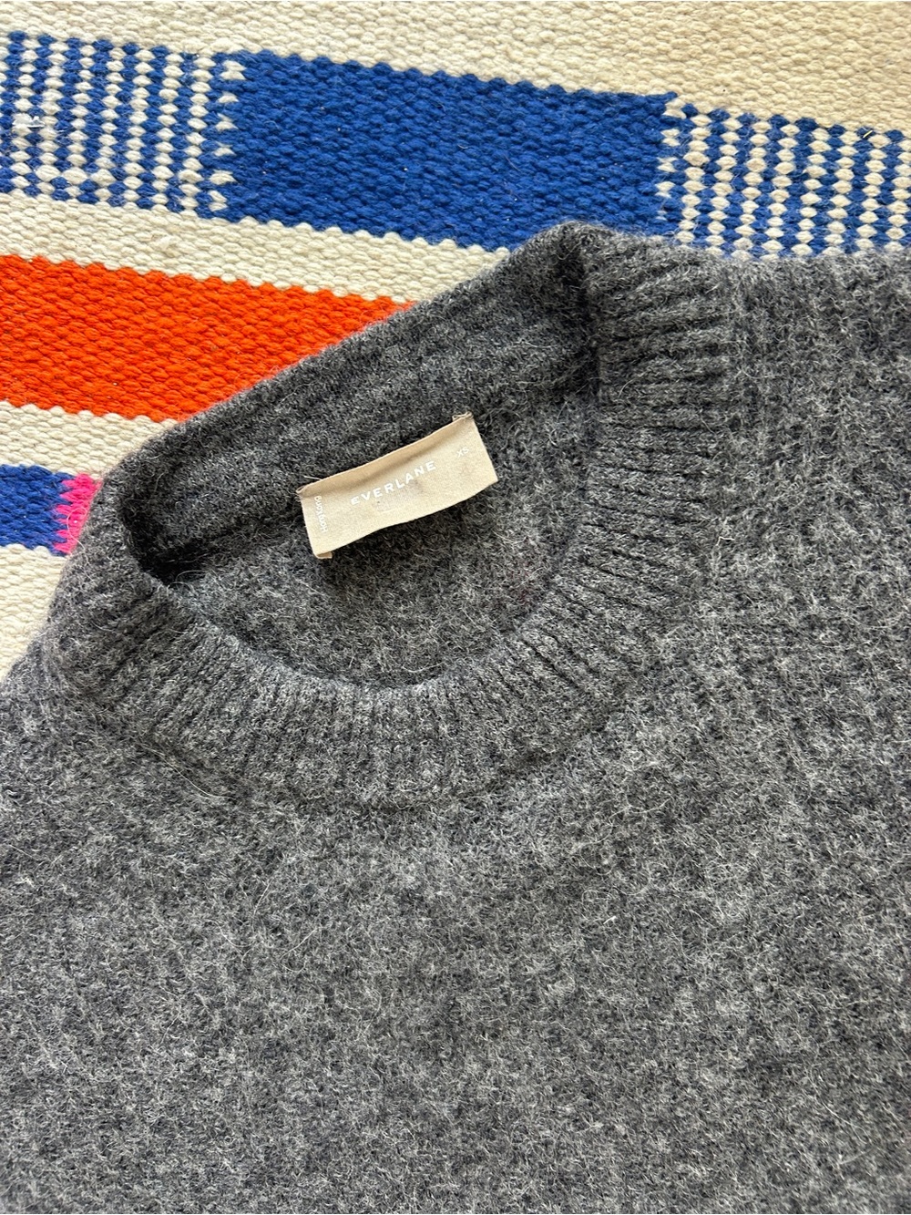 Everlane Alpaca Wool Charcoal Gray Cocoon Crewneck Sweater XS - Picture 5 of 8